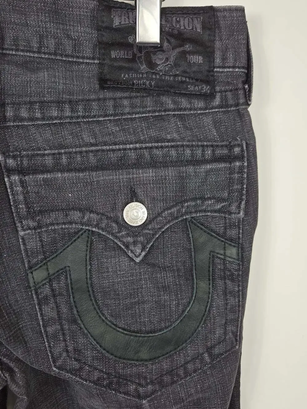 True Religion Billy Black Straight Jeans Made USA Mens 32 Y2K Premium Denim